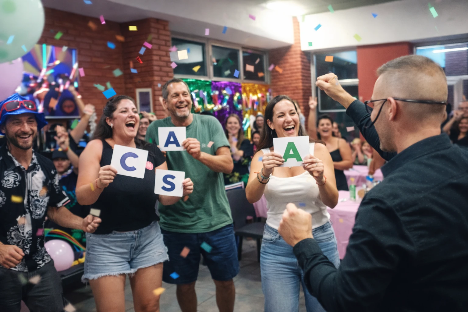Juegos grupales en fiesta de 40 años en Ciudad Autónoma de Buenos Aires